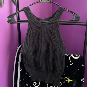 Black ribbed sweater tank top